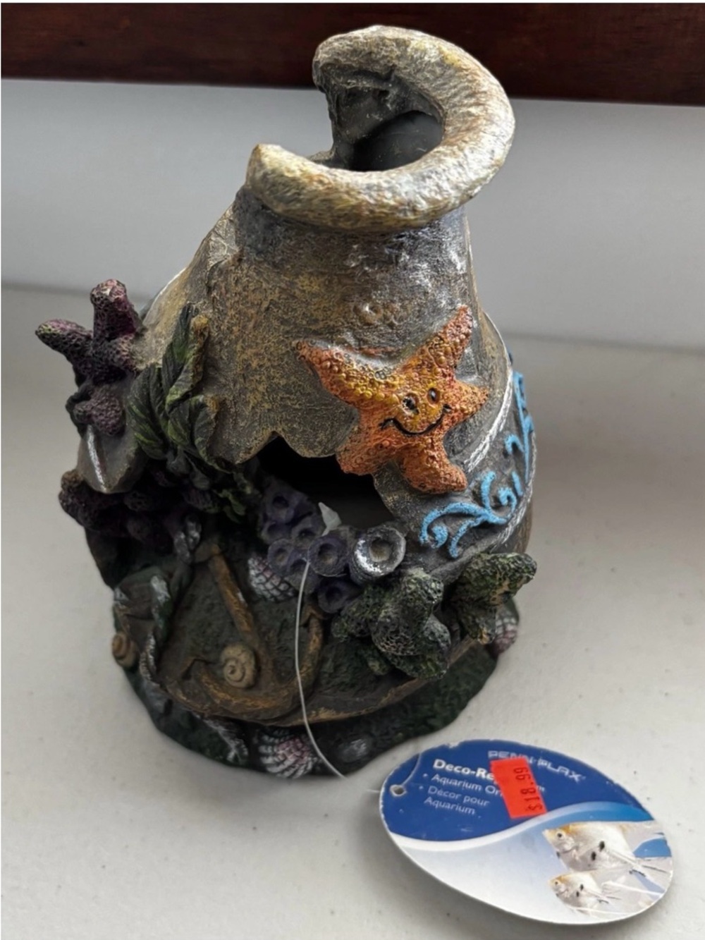 Aquarium Starfish Shipwreck Ornament - Orange/Gray